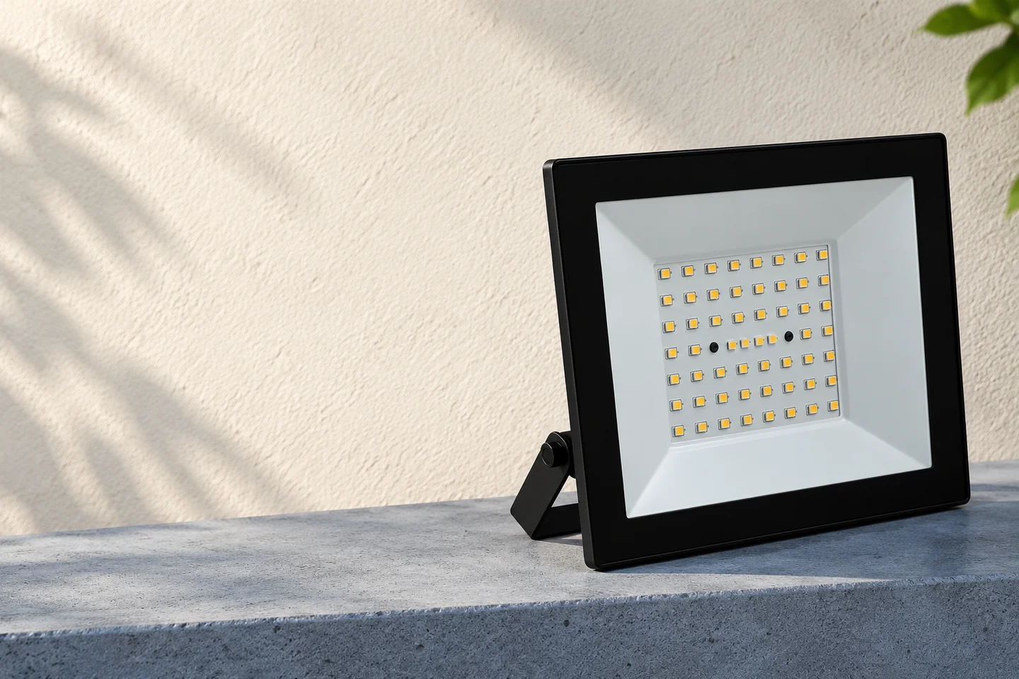 Reflector LED SMD 50 W 6500 K IP65 - Negru intr-un decor de atelier.
