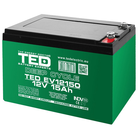 Acumulator vehicule electrice deep cycle 12v 15ah ted                                                                                                                                                                                                     
