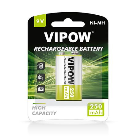 Acumulatori 9v 250mah ni-mh blister 1b vipow                                                                                                                                                                                                              