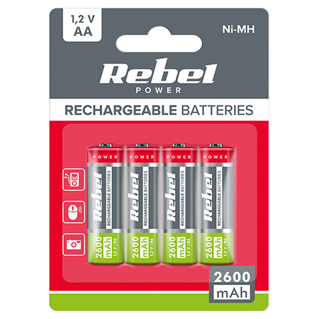 Acumulatori ni-mh aa r6 2600mah blister 4 buc rebel                                                                                                                                                                                                       