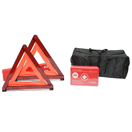 Set prim ajutor auto trusa medicala+2 triunghiuri+husa                                                                                                                                                                                                    