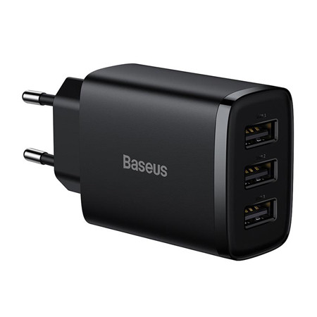 Incarcator retea 3xusb fast charging 17w baseus - negru                                                                                                                                                                                                   