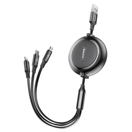 Cablu 3in1  usb-usb-c-micro usb-lightning 1.2m 3.5a retractabil                                                                                                                                                                                           