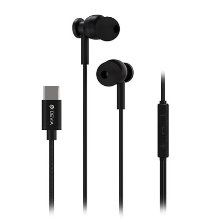 Casca stereo 1.2m cu mufa tip c - negru                                                                                                                                                                                                                   