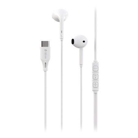 Casca stereo 1.2m cu mufa tip c - alb                                                                                                                                                                                                                     