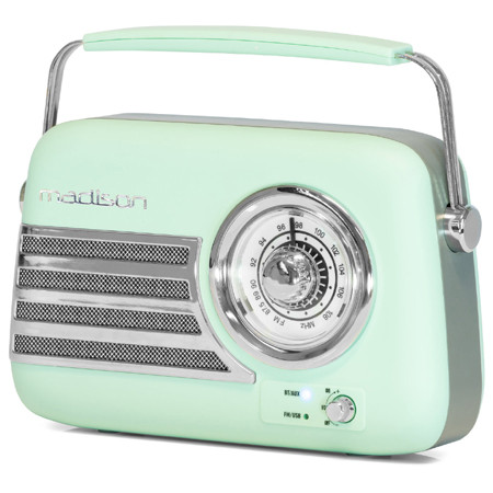Radio fm portabil nostalgia 15w cu functie bluetooth/aux - verde                                                                                                                                                                                          
