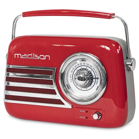 Radio fm portabil nostalgia 15w cu functie bluetooth/aux - rosu                                                                                                                                                                                           
