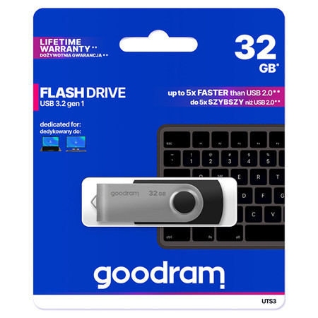 Stick usb 3.0 32gb goodram - negru                                                                                                                                                                                                                        