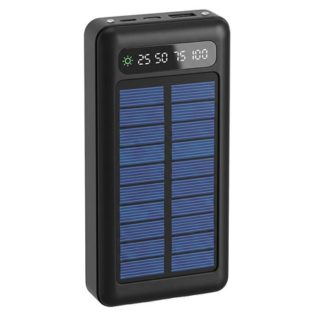 Power bank cu incarcare solara 20000mah - negru                                                                                                                                                                                                           