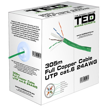 Cablu utp cat 6 cupru 0.5mm 305m ted electric                                                                                                                                                                                                             