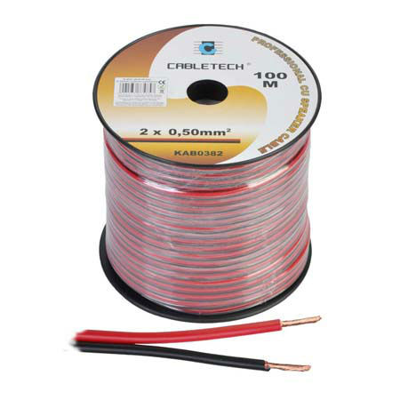 Cablu difuzor cupru 2x0.50mm rosu/negru 100m                                                                                                                                                                                                              