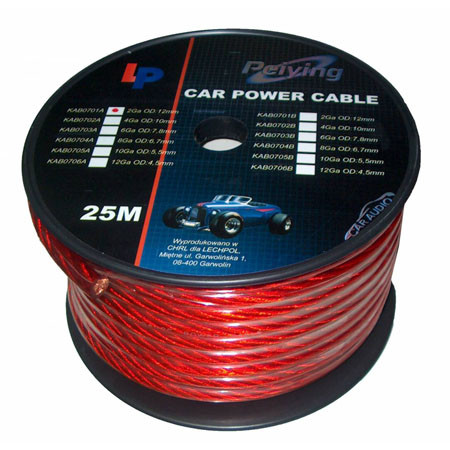 Cablu putere cu 6ga (7.8mm/13.29mm2) 25m rosu                                                                                                                                                                                                             