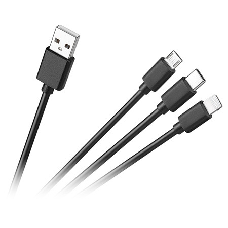 Cablu usb 3 in 1 micro / c / lightning 1.2m c                                                                                                                                                                                                             