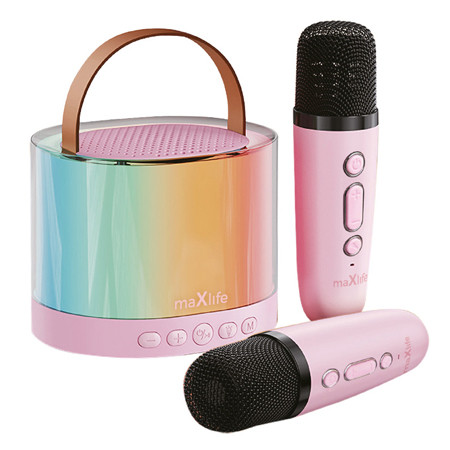 Mini boxa karaoke cu microfon wireless - roz                                                                                                                                                                                                              