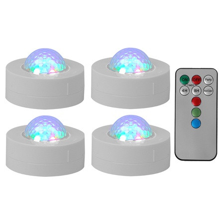 Pachet 4 mini astro rgb cu stroboscop si telecomanda                                                                                                                                                                                                      