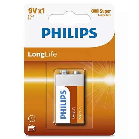 Baterie philips 9v 6f22 longlife b1 blister philips                                                                                                                                                                                                       