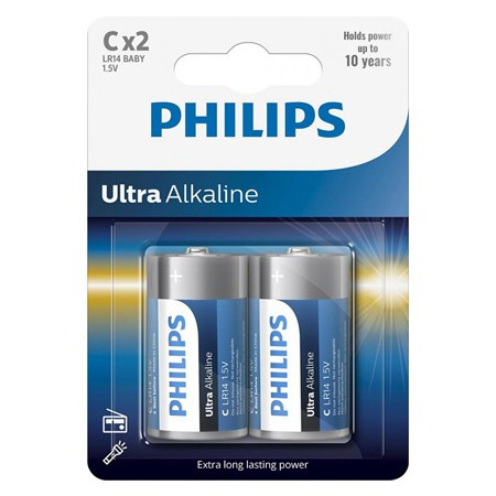 Baterie ultra alkaline lr14 c blister 2 buc philips                                                                                                                                                                                                       