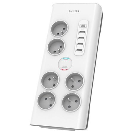Prelungitor surge protector 6 prize 2m 5 x usb philips                                                                                                                                                                                                    