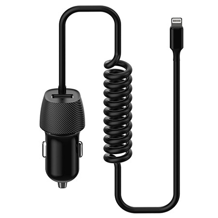 Incarcator auto cablu spiralat 3.4a lightning                                                                                                                                                                                                             