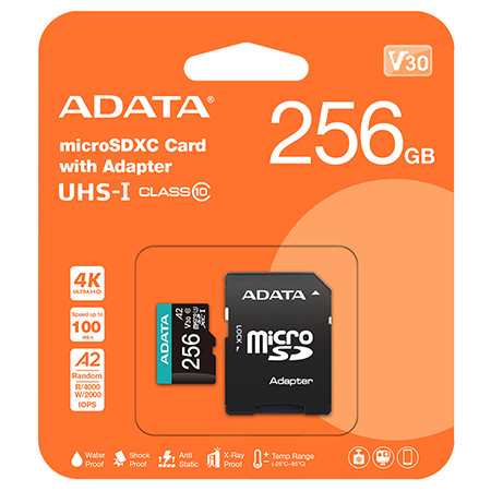 Micro sd card 256gb class 10 adata                                                                                                                                                                                                                        