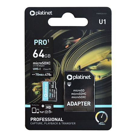 Micro sd card 64gb cls 10 cu adaptor platinet                                                                                                                                                                                                             