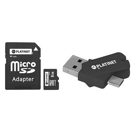 Micro sd card 8gb adaptor sd+usb+micro platinet                                                                                                                                                                                                           