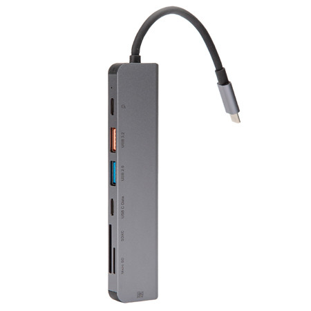 Hub 7 in 1 usb-c pd 100w aluminiu platinet                                                                                                                                                                                                                