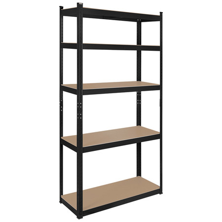 Raft metalic 5 polite 750kg mdf 180x90x40 negru rebel                                                                                                                                                                                                     