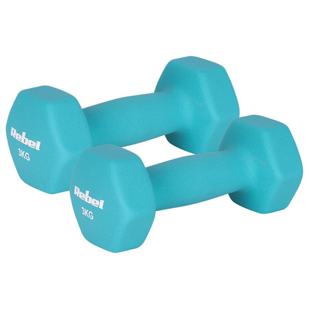 Gantera fonta invelis neopren hex 2 x 3kg rebel active                                                                                                                                                                                                    