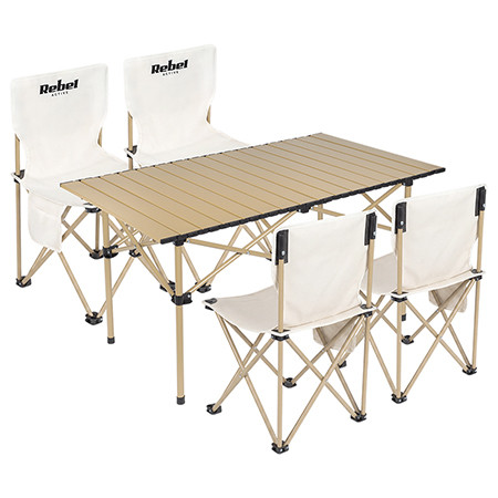 Set camping masa+4 scaune metalice pliabil rebel active                                                                                                                                                                                                   