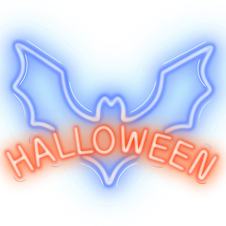 Reclama luminoasa neon led lumina rosie/albastra model halloween                                                                                                                                                                                          