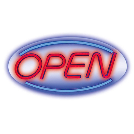 Reclama luminoasa neon led lumina albastra model open                                                                                                                                                                                                     