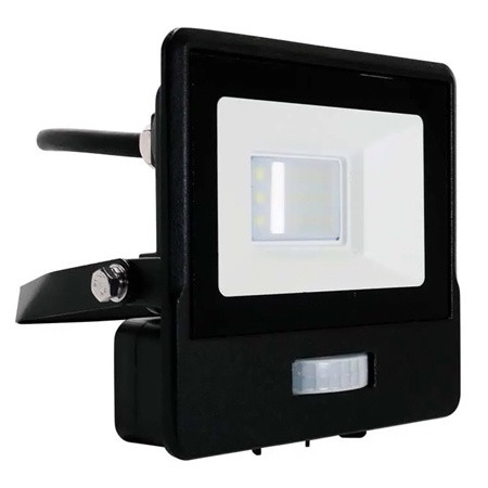 Reflector led smd 10w 6400k ip65 cu senzor miscare - negru                                                                                                                                                                                                