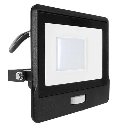 Reflector led smd 30w 6400k ip65 cu senzor miscare - negru                                                                                                                                                                                                