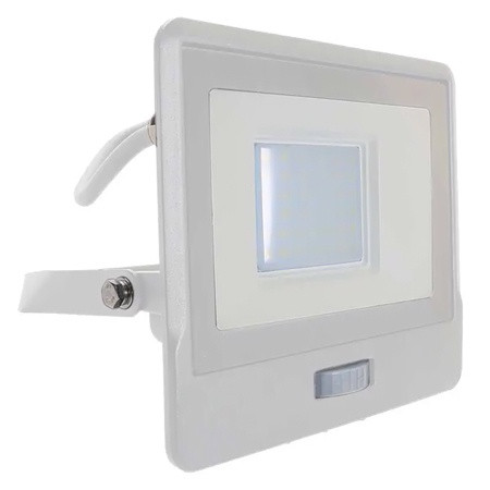 Reflector led smd 30w 6400k ip65 cu senzor miscare - alb                                                                                                                                                                                                  