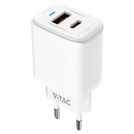 Incarcator retea qc 20w usb si tip c - alb                                                                                                                                                                                                                