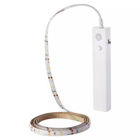 Banda led 2835 2.4w 1m 2700k senzor miscare alimentare baterii 4xaaa                                                                                                                                                                                      