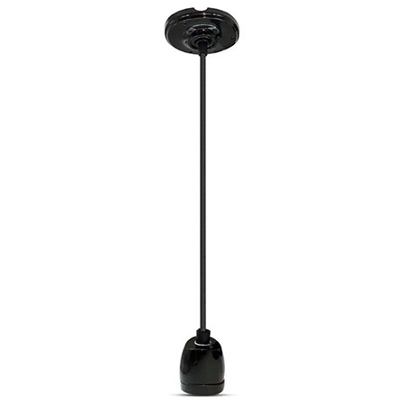 Pendul tavan portelan soclu e27 - negru                                                                                                                                                                                                                   
