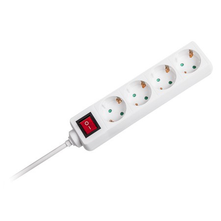 Prelungitor 4 cai cu intrerupator 1.5m( 3g1.5mm2) alb                                                                                                                                                                                                     