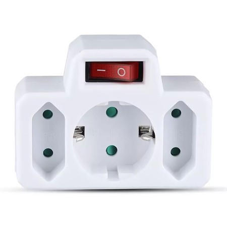 Adaptor 3 prize cu intrerupator 2x2.5a si 1x16a max 3680w                                                                                                                                                                                                 