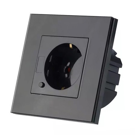 Priza smart simpla 16a cu rama din sticla , negru                                                                                                                                                                                                         