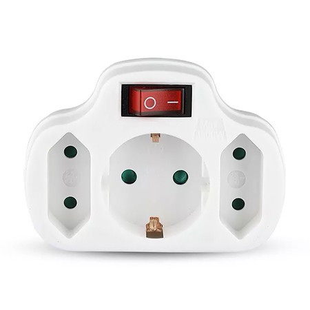 Adaptor 3 prize cu intrerupator 3x16a max 3500w                                                                                                                                                                                                           