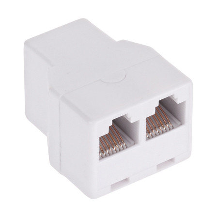 Adaptor 8p8c mama 2 x 8p8c mama alb                                                                                                                                                                                                                       