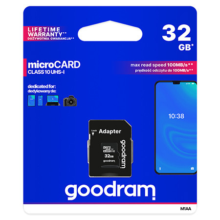 Microsd card 32gb goodram clasa 10 uhs-i cu adaptor                                                                                                                                                                                                       