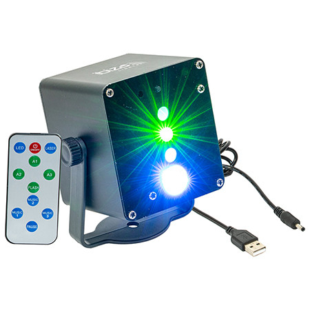 Mini laser 160mw + efect led rgb 3w                                                                                                                                                                                                                       