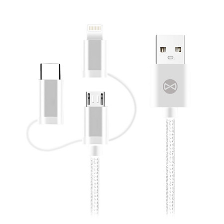 Cablu 3in1 usb-lightning-ucb-c-micro usb 1m 1.5a - alb                                                                                                                                                                                                    