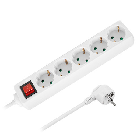 Prelungitor 5 prize cu intrerupator 3x1.5mm 2.0m rebel                                                                                                                                                                                                    