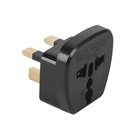 Adaptor tensiune priza uk - universal negru                                                                                                                                                                                                               