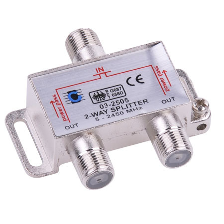 Splitter 2 cai power pass 5-2450 mhz                                                                                                                                                                                                                      