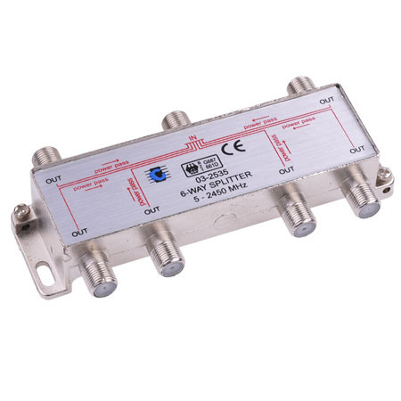 Splitter 6 cai power pass 5-2450 mhz                                                                                                                                                                                                                      